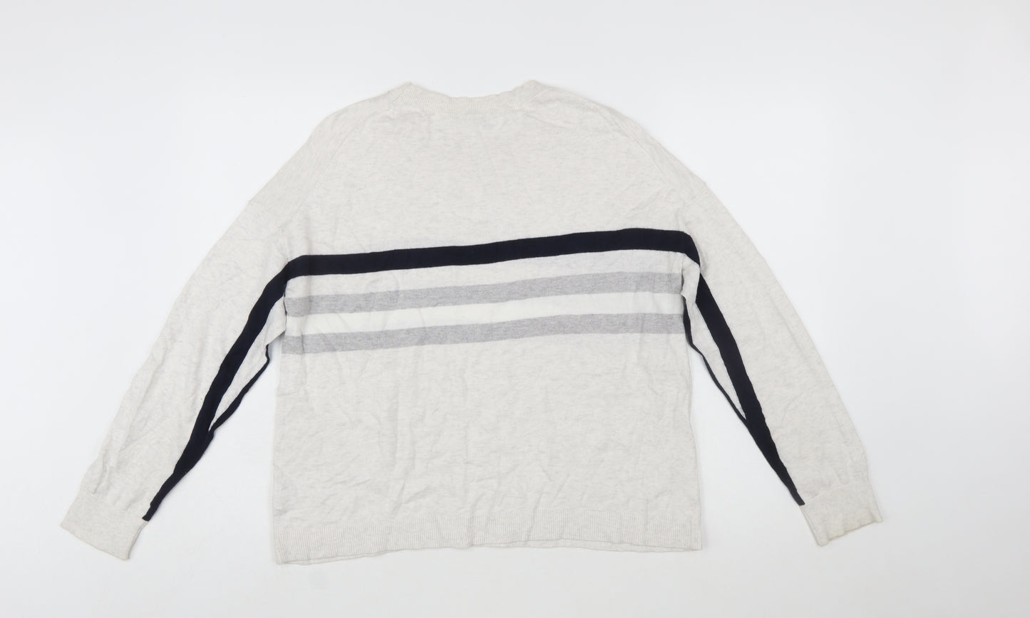 The White Company Women’s Ivory Striped Knit Jumper Size M