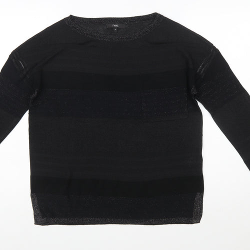 Next Women's Black Striped Crew Neck Long Sleeve Pullover Jumper Size 10