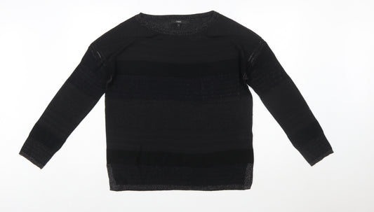Next Women's Black Striped Crew Neck Long Sleeve Pullover Jumper Size 10