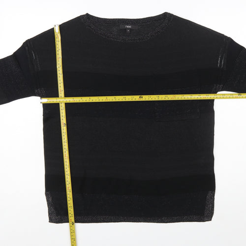 Next Women's Black Striped Crew Neck Long Sleeve Pullover Jumper Size 10
