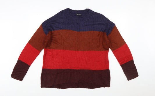 New Look Womens Multicoloured Chunky Knit Striped Pullover Jumper M