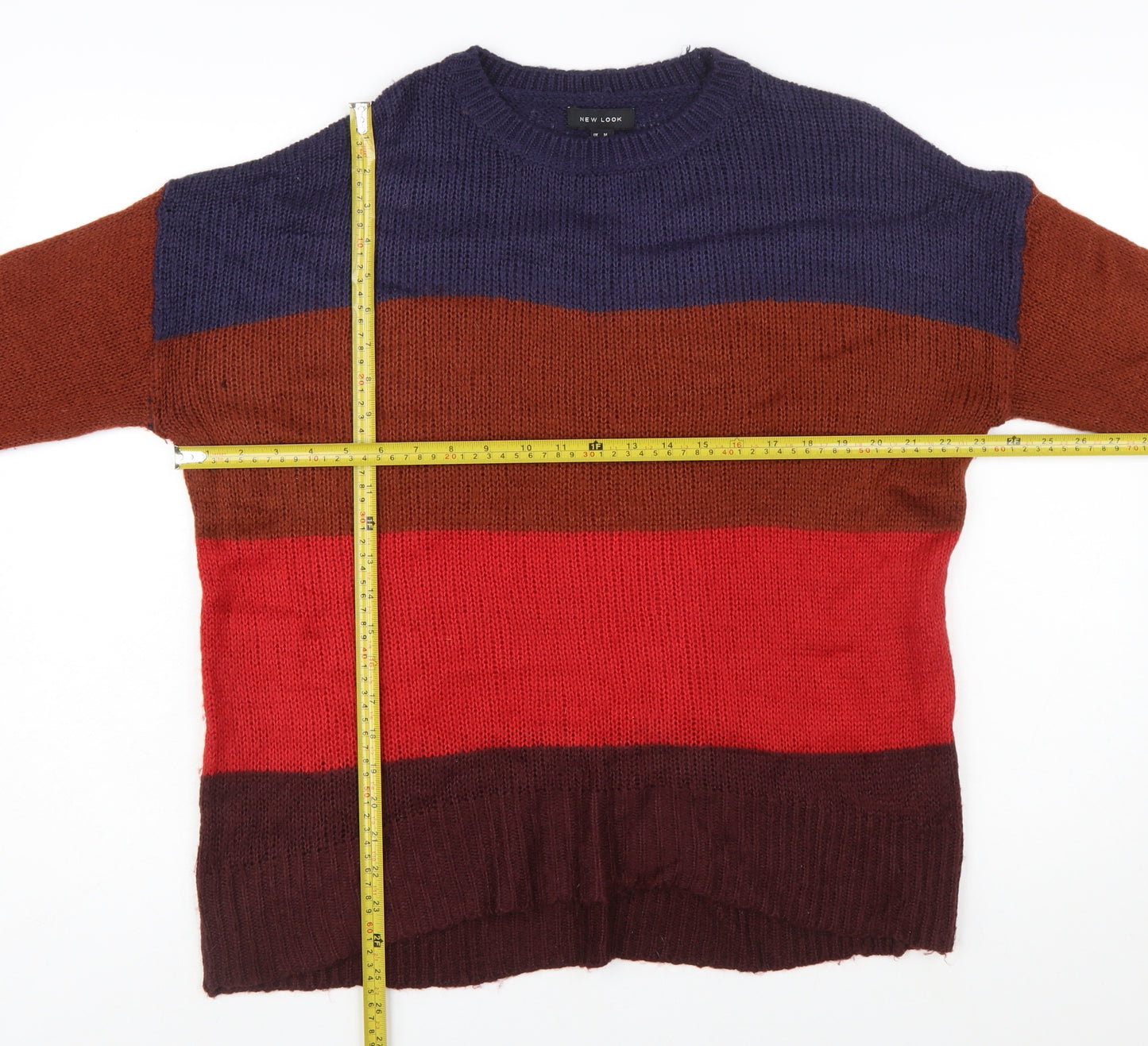 New Look Womens Multicoloured Chunky Knit Striped Pullover Jumper M