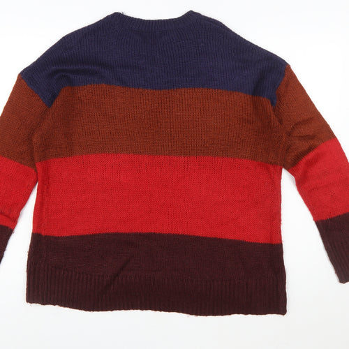 New Look Womens Multicoloured Chunky Knit Striped Pullover Jumper M