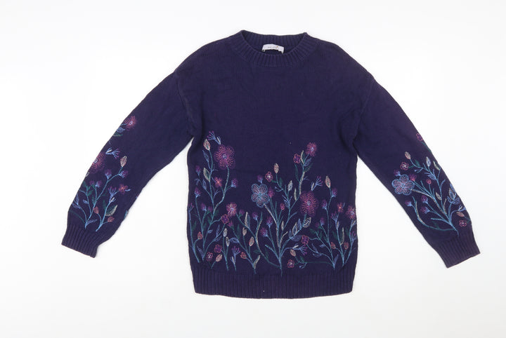 Marks and Spencer Women’s Blue Embroidered Cotton Jumper S