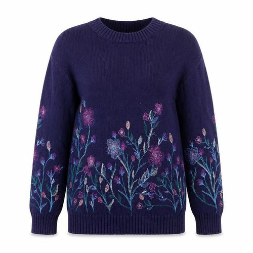 Marks and Spencer Women’s Blue Embroidered Cotton Jumper S