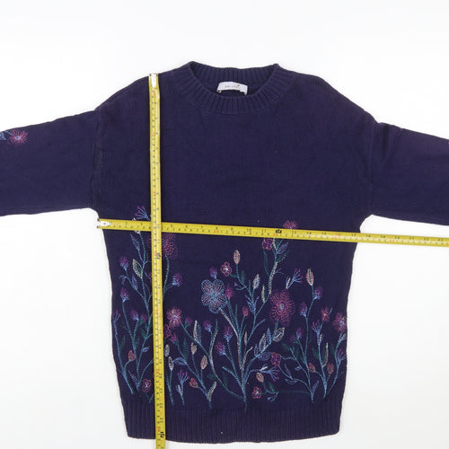 Marks and Spencer Women’s Blue Embroidered Cotton Jumper S