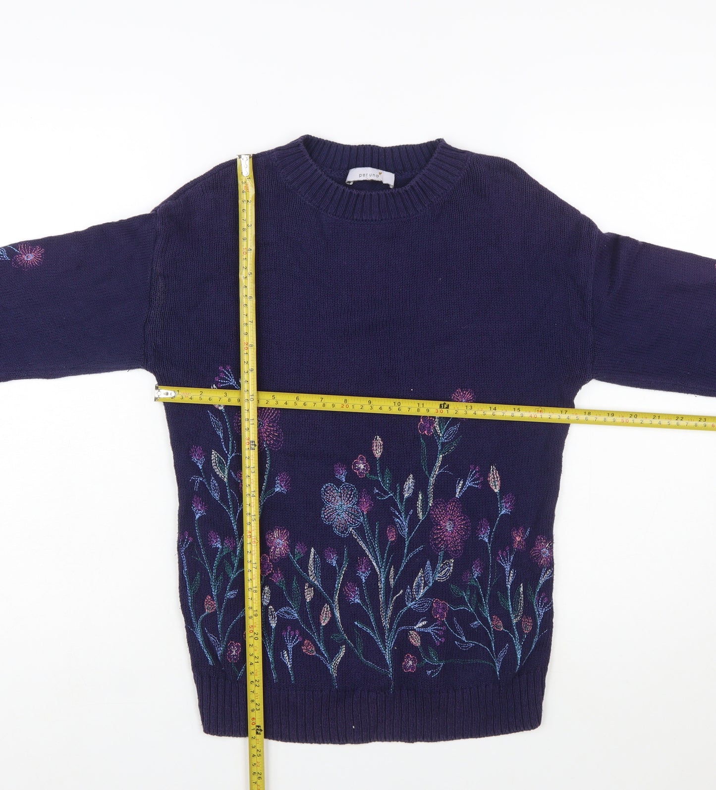Marks and Spencer Women’s Blue Embroidered Cotton Jumper S