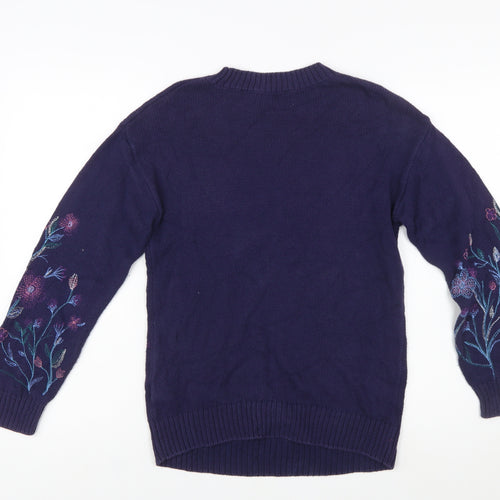 Marks and Spencer Women’s Blue Embroidered Cotton Jumper S