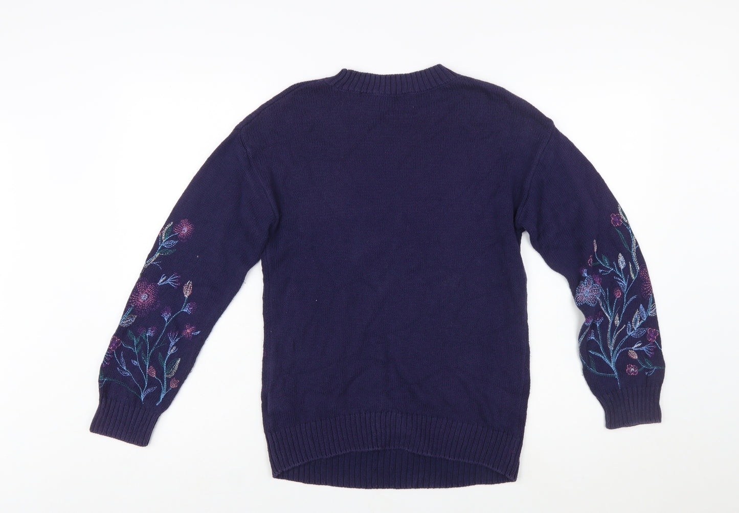 Marks and Spencer Women’s Blue Embroidered Cotton Jumper S