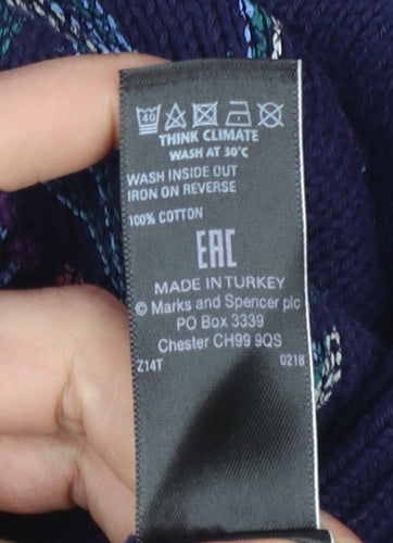Marks and Spencer Women’s Blue Embroidered Cotton Jumper S