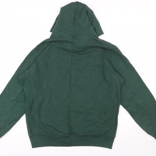UNIQLO Men Green Pullover Hoodie L Cotton Fleece Long Sleeve