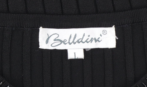 Belldini Women's Black Beaded Boat Neck Long Sleeve Pullover Jumper Size L
