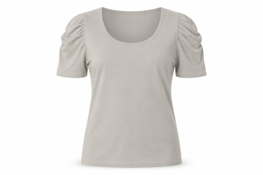 Front view of Principles Women Beige Scoop Neck Short Sleeve jumper, size 14