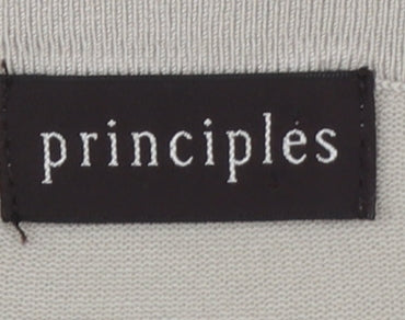 Principles Women Beige Scoop Neck Short Sleeve Pullover Jumper Size 14