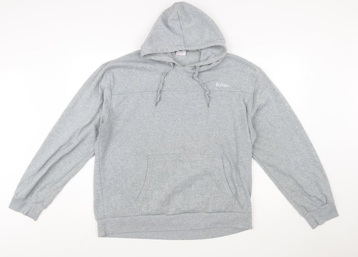 Lee Cooper Mens Grey 2XL Pullover Hoodie with Logo