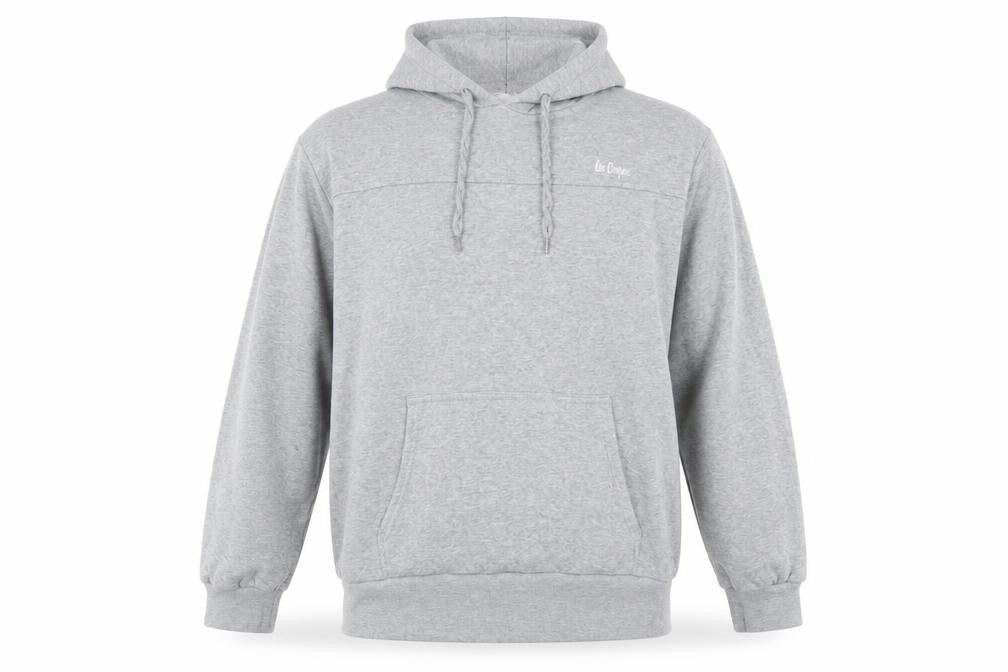 Front view of Lee Cooper men’s grey 2xl pullover hoodie with logo