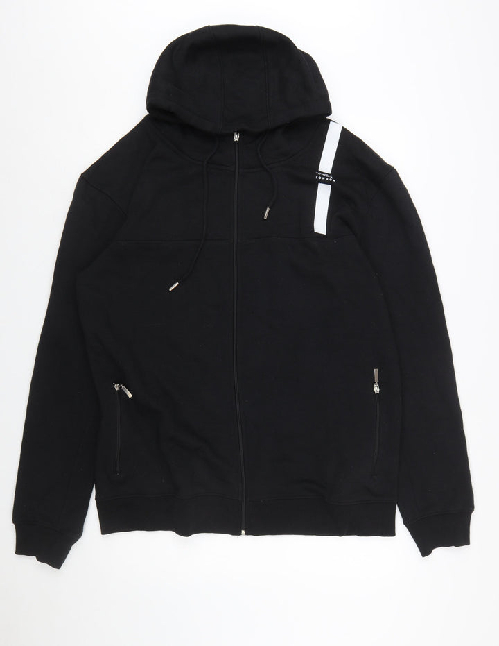 Voi London Men's Black 2XL Full Zip Hoodie with Logo and Pockets