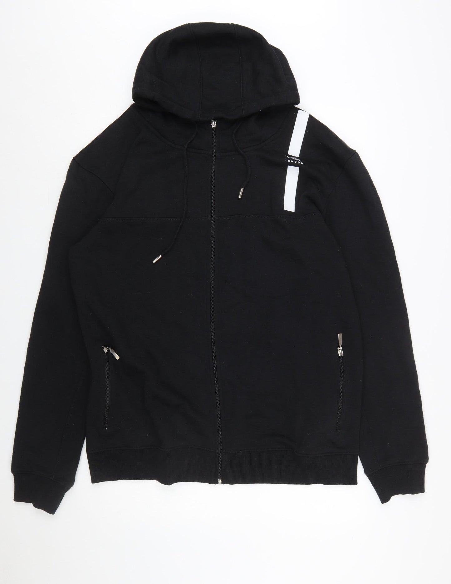 Voi London Men's Black 2XL Full Zip Hoodie with Logo and Pockets