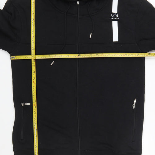Voi London Men's Black 2XL Full Zip Hoodie with Logo and Pockets