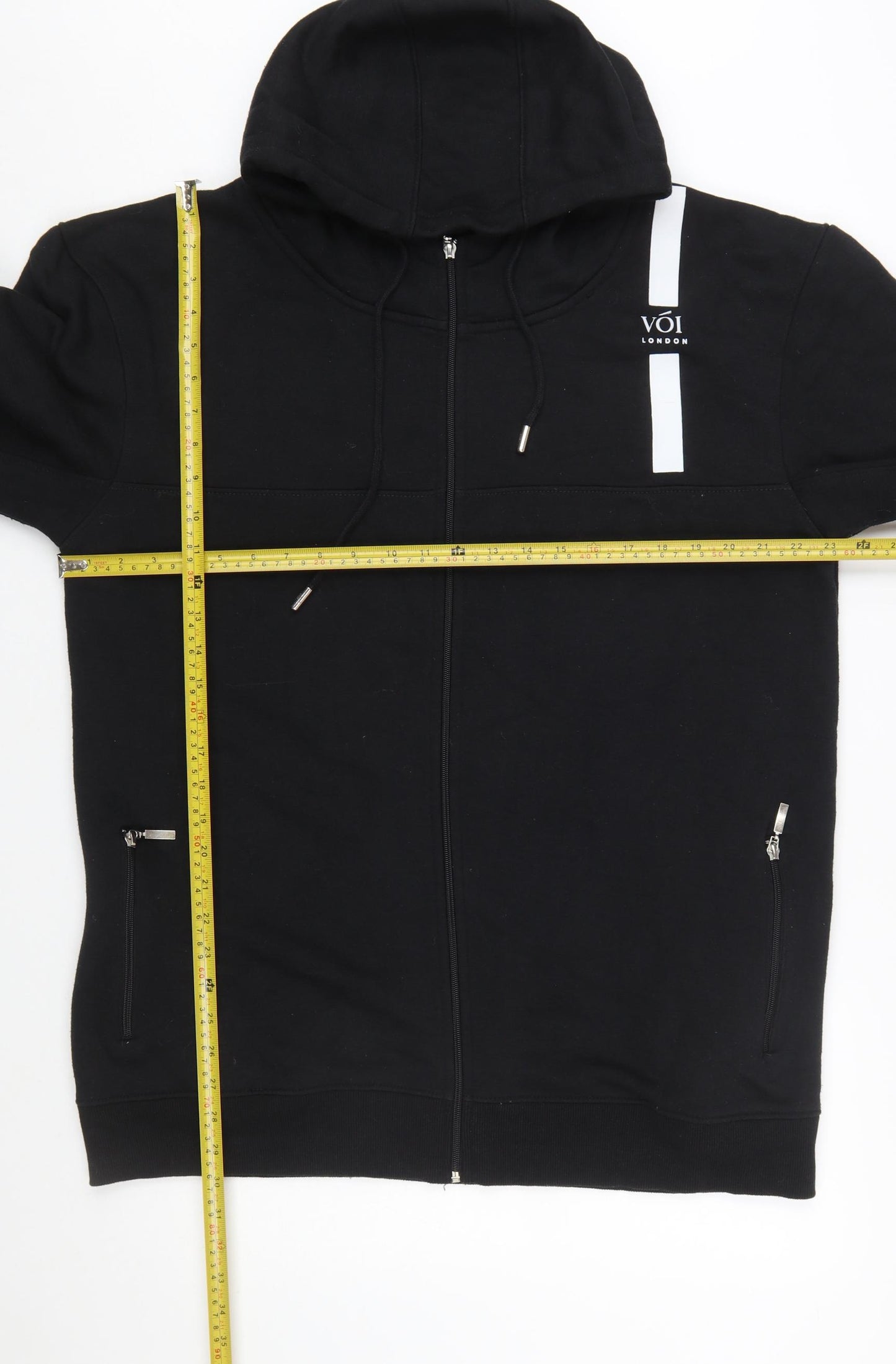 Voi London Men's Black 2XL Full Zip Hoodie with Logo and Pockets