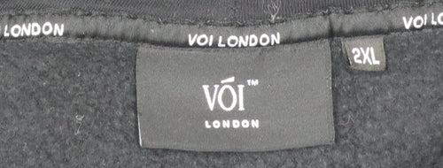 Voi London Men's Black 2XL Full Zip Hoodie with Logo and Pockets