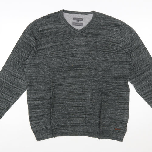 RJR John Rocha Men's Grey Cotton V-Neck Pullover Jumper Size L