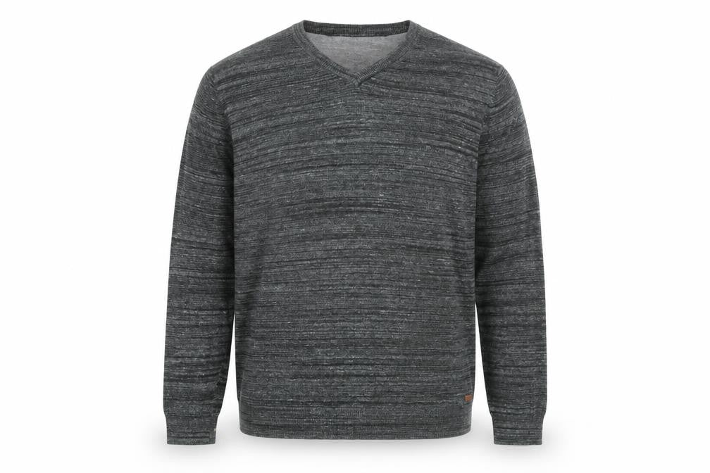 Front view of RJR.John Rocha Men's Grey Cotton V-Neck jumper, size L