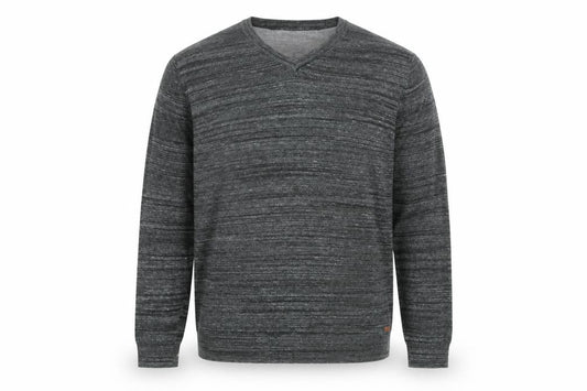 Front view of RJR.John Rocha Men's Grey Cotton V-Neck jumper, size L