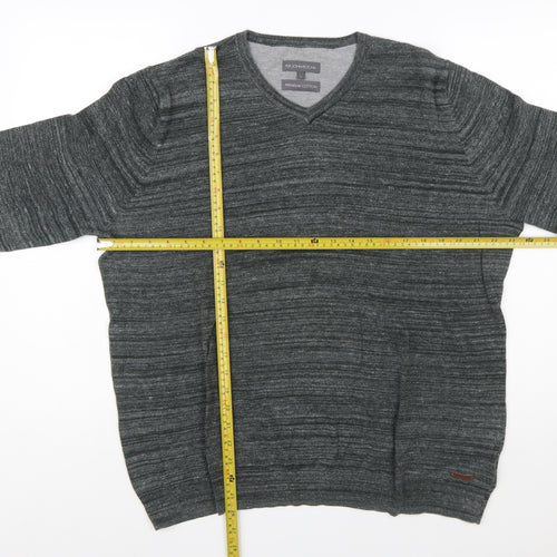 RJR John Rocha Men's Grey Cotton V-Neck Pullover Jumper Size L