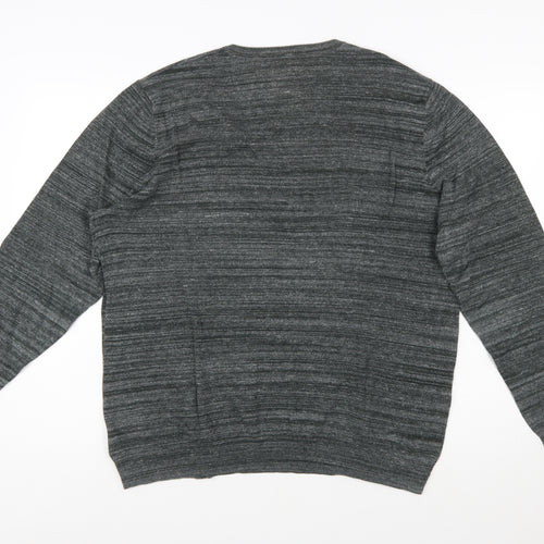 RJR John Rocha Men's Grey Cotton V-Neck Pullover Jumper Size L