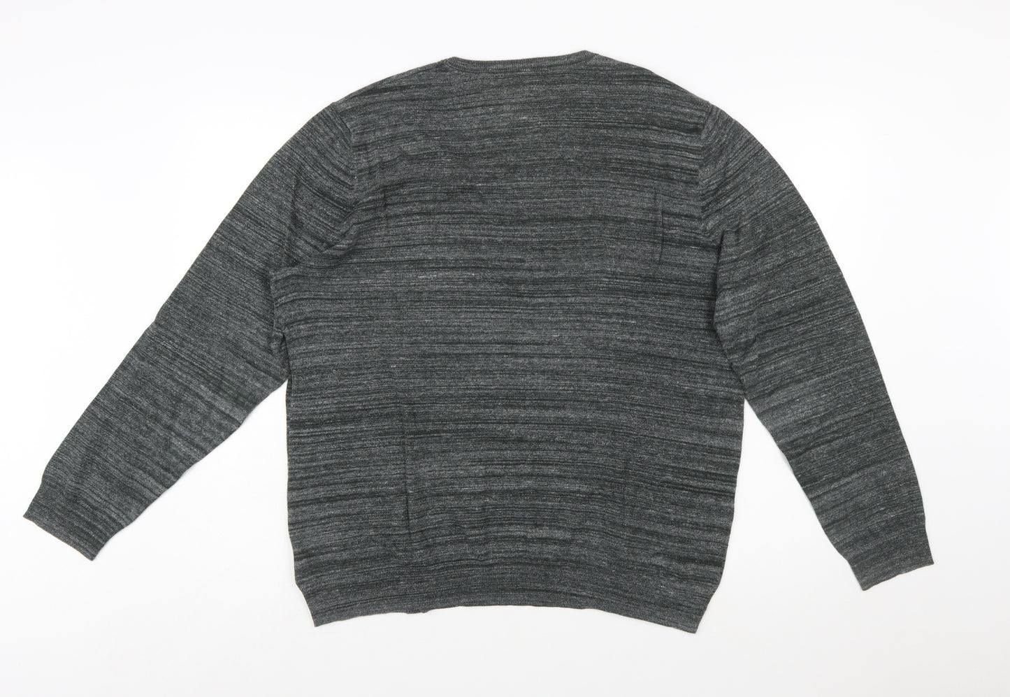 RJR John Rocha Men's Grey Cotton V-Neck Pullover Jumper Size L
