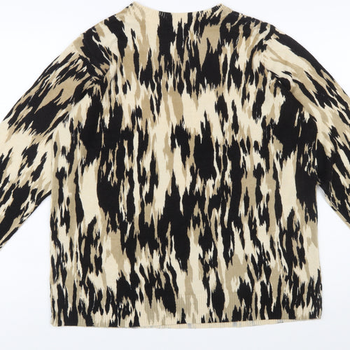 Marks and Spencer Women Beige Animal Print Acrylic Jumper Size 16
