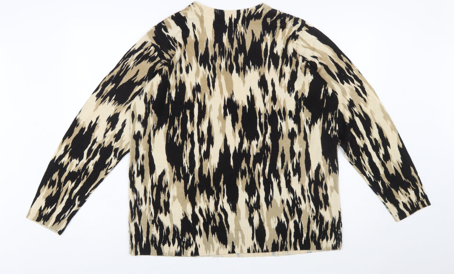 Marks and Spencer Women Beige Animal Print Acrylic Jumper Size 16