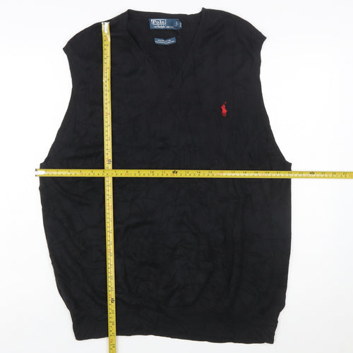Ralph Lauren Men's Black 2XL Cotton V-Neck Sleeveless Jumper Vest