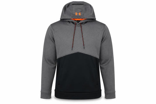 Front view of Under Armour Men's Grey Pullover Hoodie L Loose Fit ColdGear