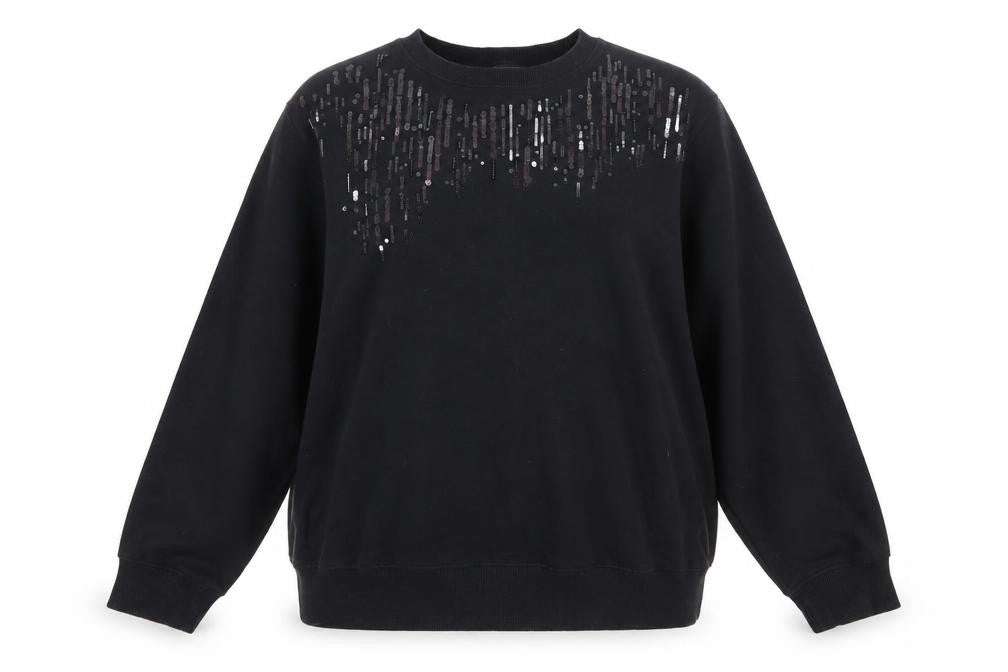 Front view of Marks & Spencer Women's Black Sequin Sweatshirt UK16
