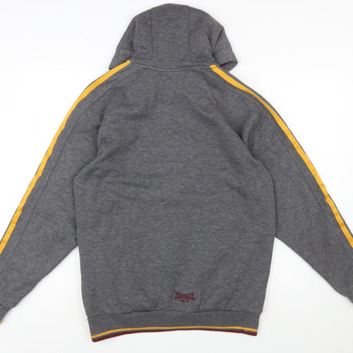 Lonsdale Men Grey Full Zip Hoodie M Sports Fleece Logo