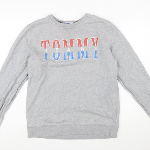 Tommy Jeans Men's Grey Logo Sweatshirt L Regular Fit Pullover
