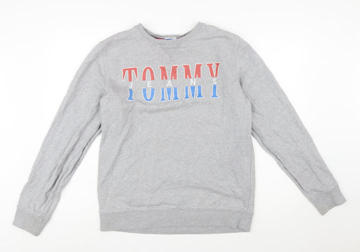 Tommy Jeans Men's Grey Logo Sweatshirt L Regular Fit Pullover