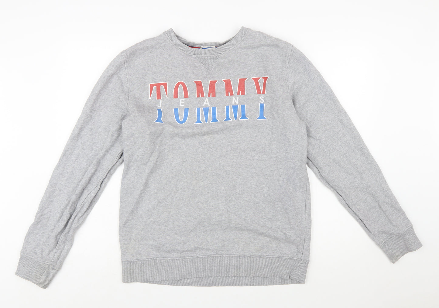 Tommy Jeans Men's Grey Logo Sweatshirt L Regular Fit Pullover