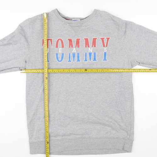 Tommy Jeans Men's Grey Logo Sweatshirt L Regular Fit Pullover