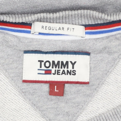 Tommy Jeans Men's Grey Logo Sweatshirt L Regular Fit Pullover