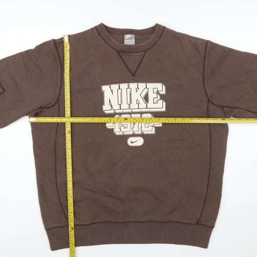 Nike Mens Brown Pullover Sweatshirt L Graphic Crew Neck Sportswear