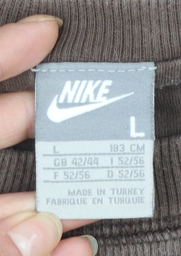 Nike Mens Brown Pullover Sweatshirt L Graphic Crew Neck Sportswear