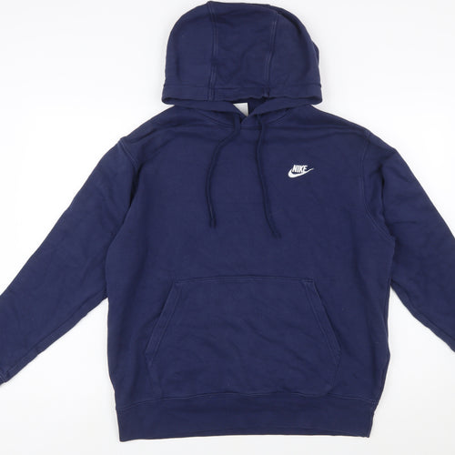 Nike Men's Blue Pullover Hoodie L Regular Fit Logo Fleece