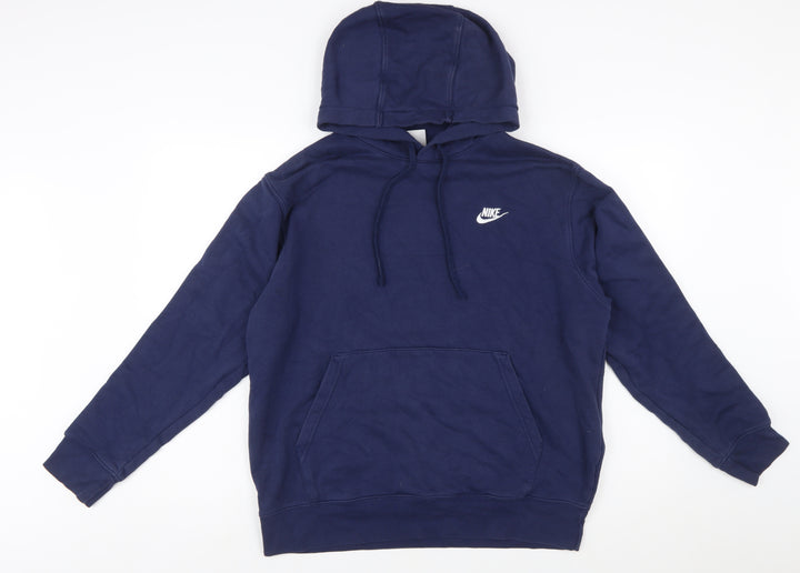 Nike Men's Blue Pullover Hoodie L Regular Fit Logo Fleece