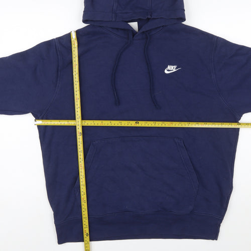 Nike Men's Blue Pullover Hoodie L Regular Fit Logo Fleece