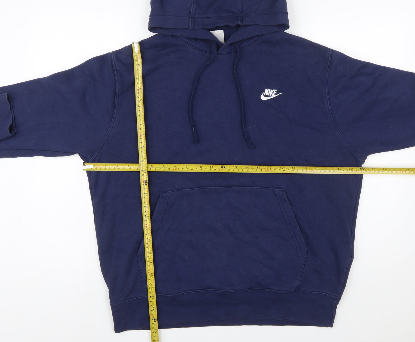 Nike Men's Blue Pullover Hoodie L Regular Fit Logo Fleece
