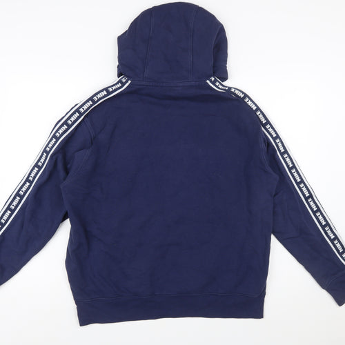 Nike Men's Blue Pullover Hoodie L Regular Fit Logo Fleece
