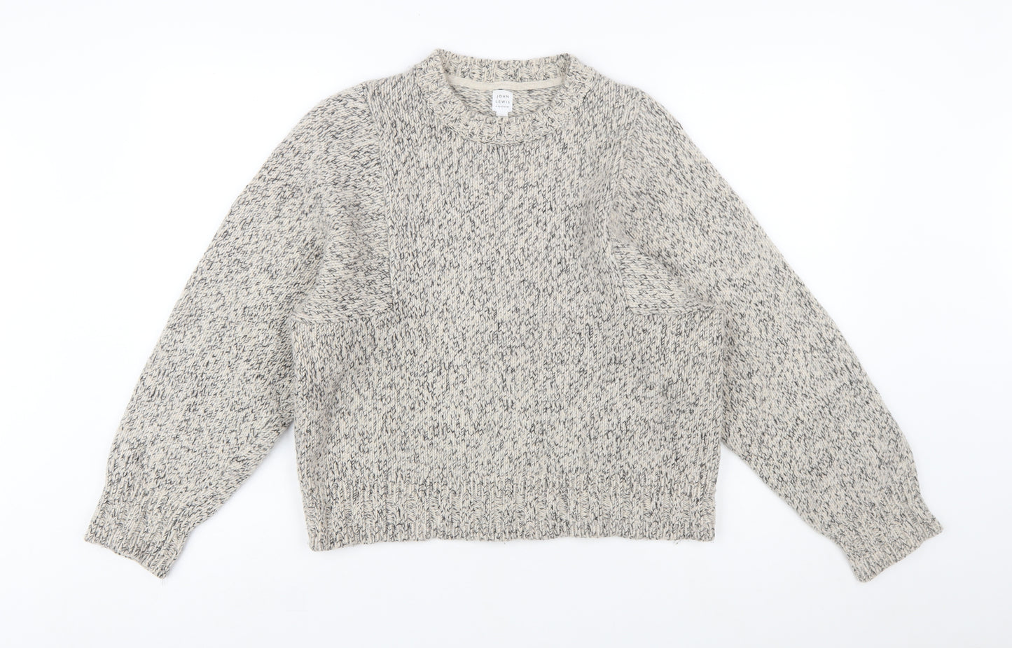 John Lewis Women Grey Chunky Knit Wool Pullover Jumper Size 12